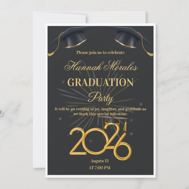 Convite para a Festa de Formatura Black and Gold 2 (Frente)