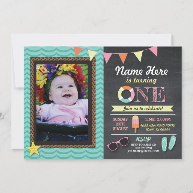 Convite para a Festa de Fotos da Natação primeiro  (Frente)