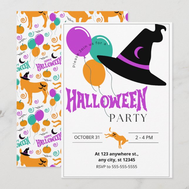 Convite para a Festa de Halloween do Burro (Frente/Verso)