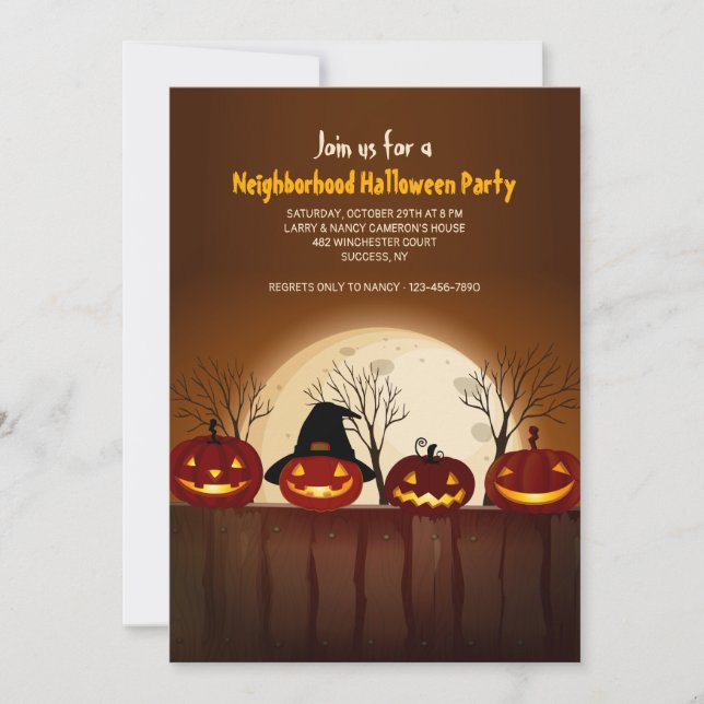 Convite para a Festa de Halloween dos Jack-O-Lante (Frente)