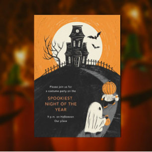 Convite para a Festa de Halloween na Mansão Assomb