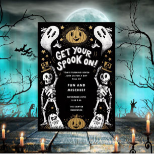 Convite para a Festa de Halloween na Mansão Assomb