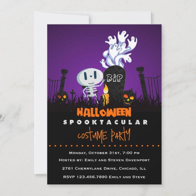 Convite para a Festa de Halloween no Cemitério Ass (Frente)