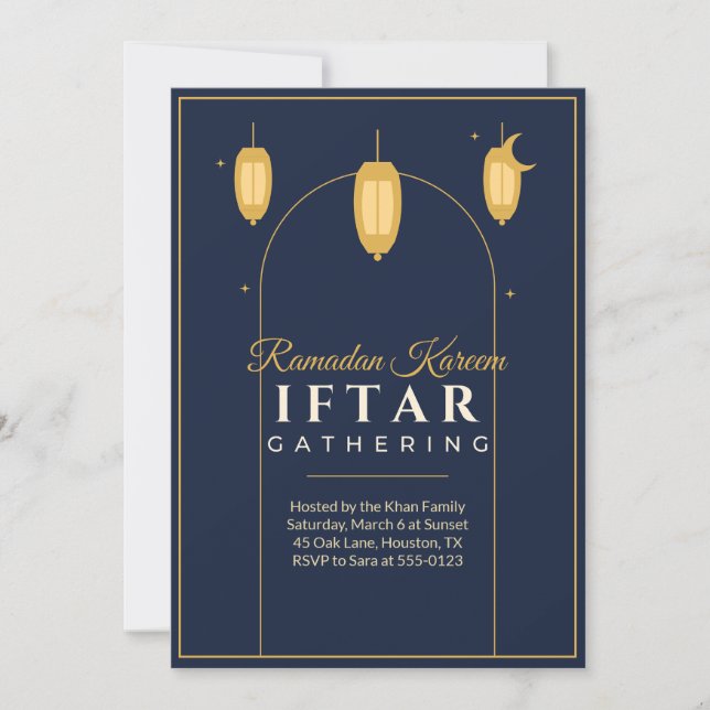 Convite para a Festa de Iftar do Ramadão Lanternas (Frente)