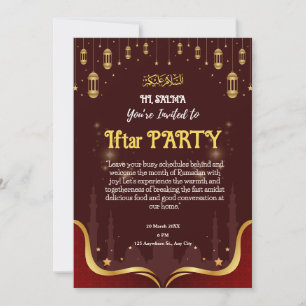 Convite para a Festa de Iftar Islâmica Marrom e Am