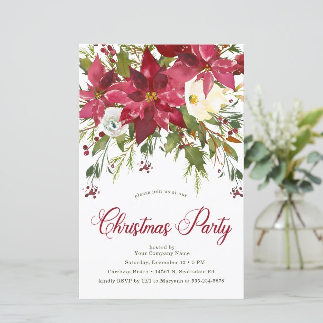Convite para a Festa de Natal da Budget Poinsettia (Em pé/Frente)