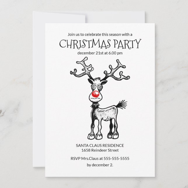 Convite para a Festa de Natal de Rudolph (Frente)