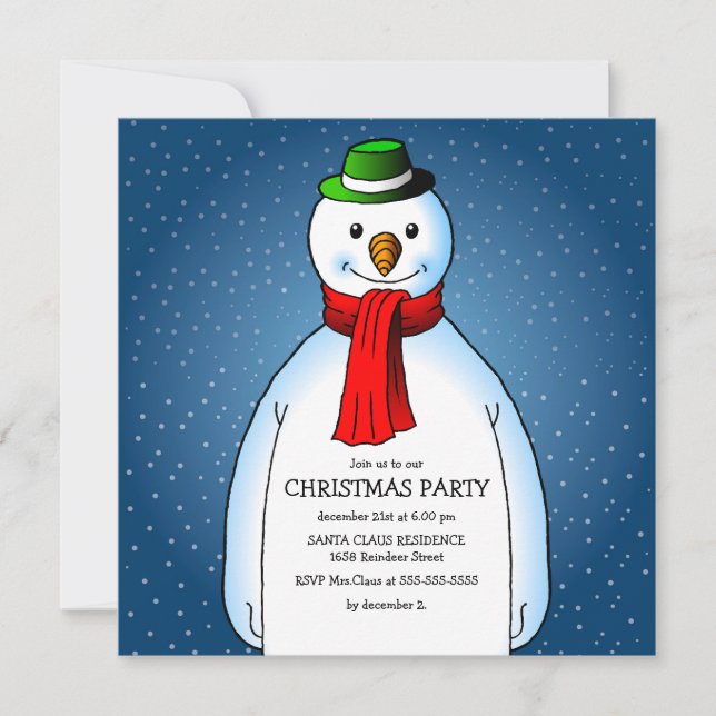 Convite para a Festa de Natal do Boneco de Neve (Frente)