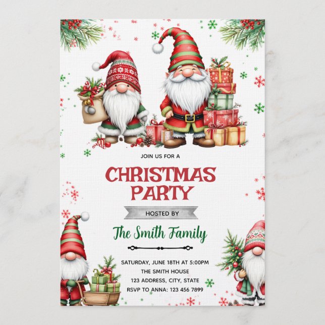 Convite para a festa de Natal do Gnome (Frente)