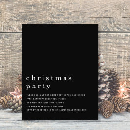 Convite para a festa de Natal preto branco mínimo 