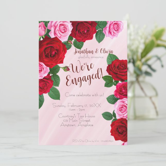 Convite para a Festa de Noivado de Rose (Em pé/Frente)