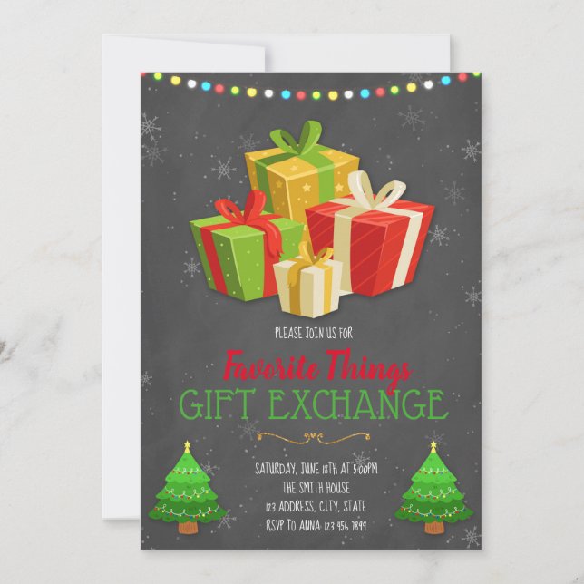 Convite para a Festa de Troca de Coisas Favoritas (Frente)