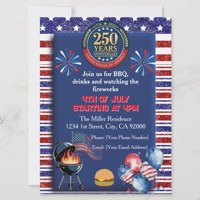 Convite para a Festa do 250º Aniversário da Améric (Frente)