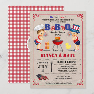 Convite para a festa do BabyQ Reveal de Gênero. Di