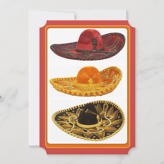 Convite para a Festa do Cinco De Mayo Sombreros (Frente)