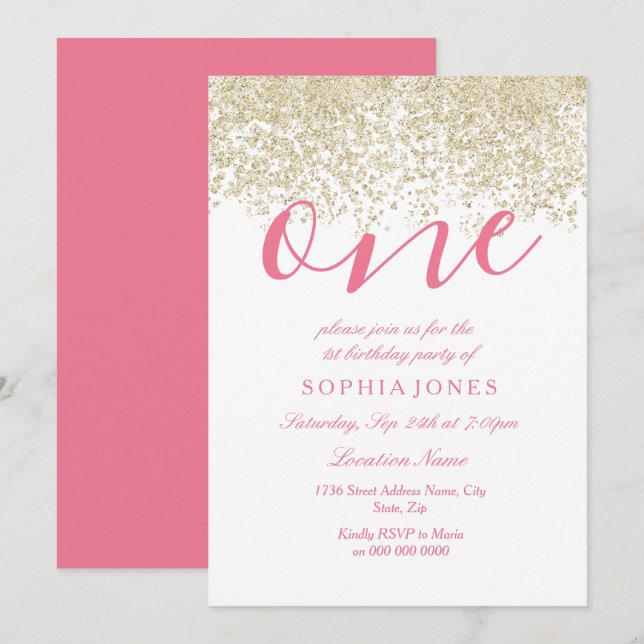 Convite para a festa do primeiro aniversario brilh (Frente/Verso)