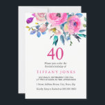 Convite para a Festa Floral Colorida Rosa<br><div class="desc">Convite para o aniversário de 40 anos Floral Colorida Cor-de-Rosa Visite nossa loja para a coleção de correspondência Bonito Elegante para sua ocasião especial</div>