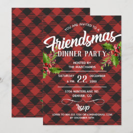 Convite para a Festa Friendsmas no Tema Xadrez Búf