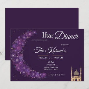 Convite para a Festa Purple Minimal Mosque Ramadan