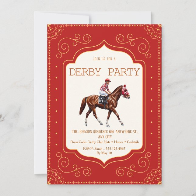 Convite para a Festa Royal Red & Gold Kentucky Der (Frente)