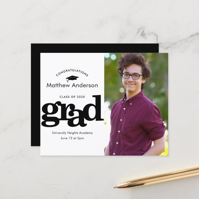 Convite para a graduação de foto de orçamento pret (Frente/Verso In Situ)