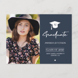 Convite para a graduação de marinho Elegante