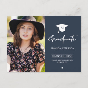 Convite para a graduação de marinho Elegante