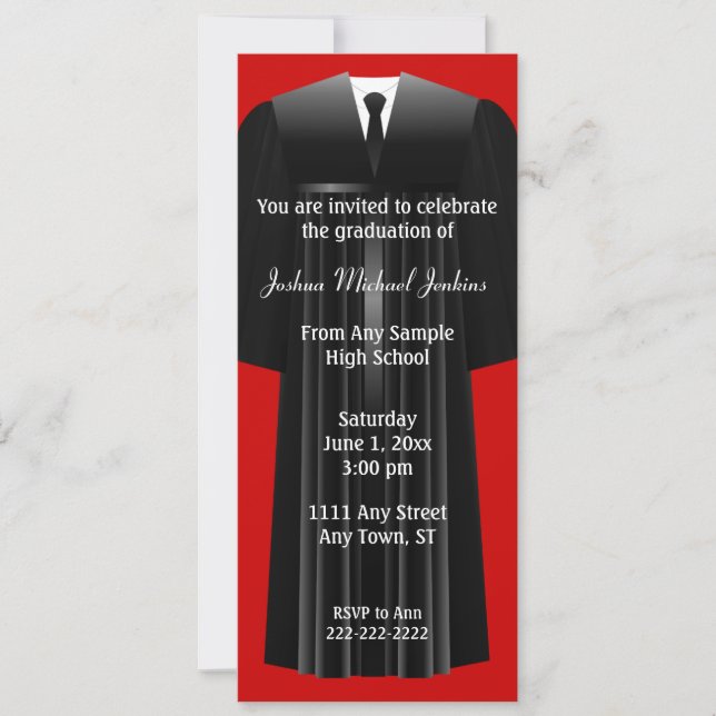 Convite para a graduação de Red and Black Mens (Frente)