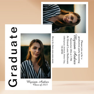Convite para a graduação de retratos minimalista a