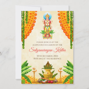 Convite para a história de Satya Narayan Katha Poo