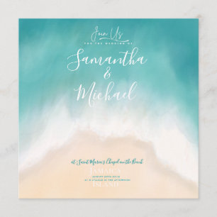 Convite para a Ilha de Aquarela de Casamento de Pr