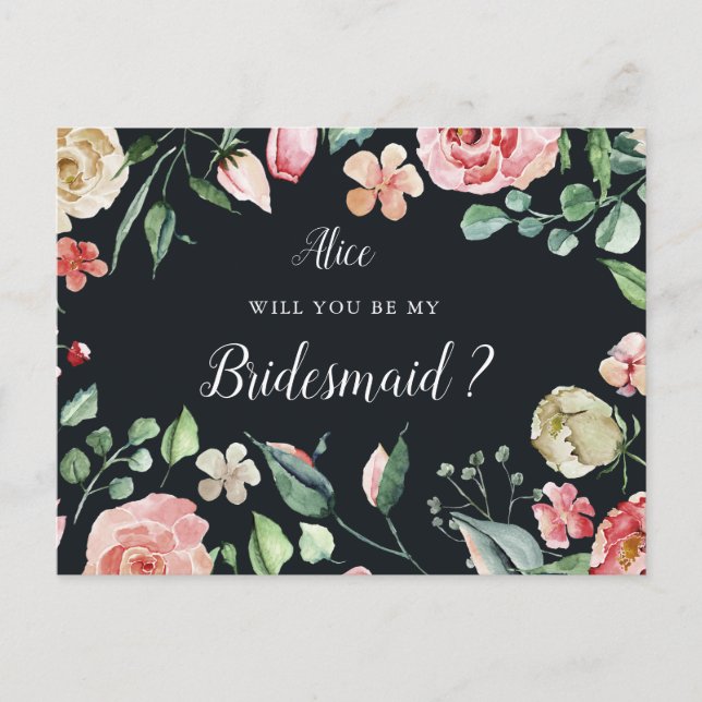 convite para a madrugada floral bridesmaid (Frente)