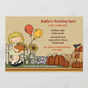 Convite Para A Menina De Aniversário Do Pumpkin Pa