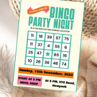 Convite para a Noite de Bingo Verde Elegância Esme