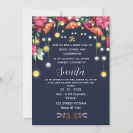 Convite para a Noite de Sangeet do Casamento India