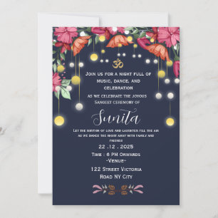 Convite para a Noite de Sangeet do Casamento India