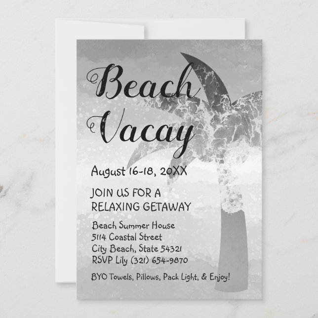 Convite para a praia da praia da palmeira de areia (Frente)