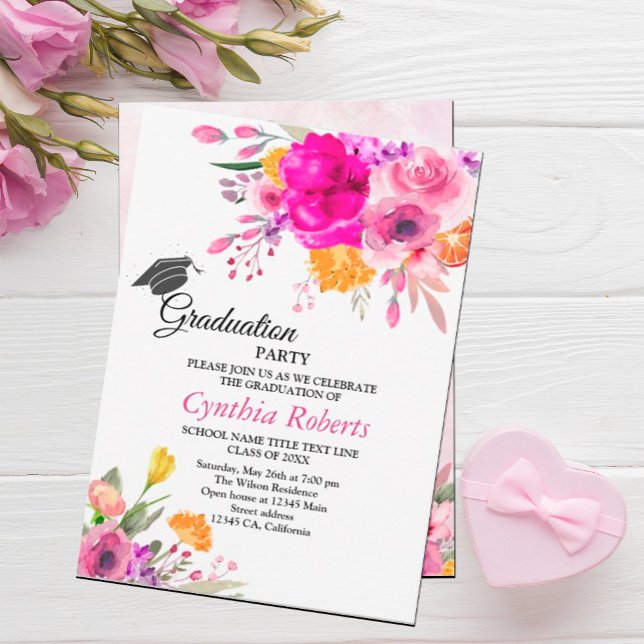 Convite para a primavera de flores selvagens (Wildflowers spring graduation invitation #floralgraduation #classof2024 #botanicalflowers
)