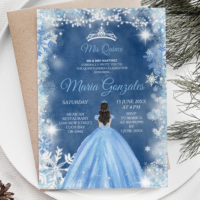 Convite para a Princesa Azul Quinceanera, Natal (Criador carregado)