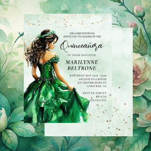 Convite para a Princesa Verde Emerald Quinceañera