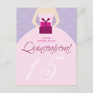 Convite para a Quinceanera de Bola Rico (roxo)