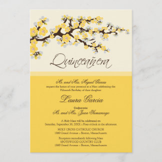 Convite para a quinceanera de flores de cereja (am