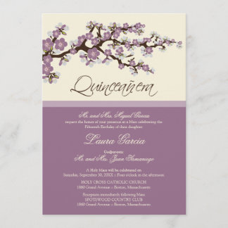 Convite para a quinceanera do florescimento (roxo)