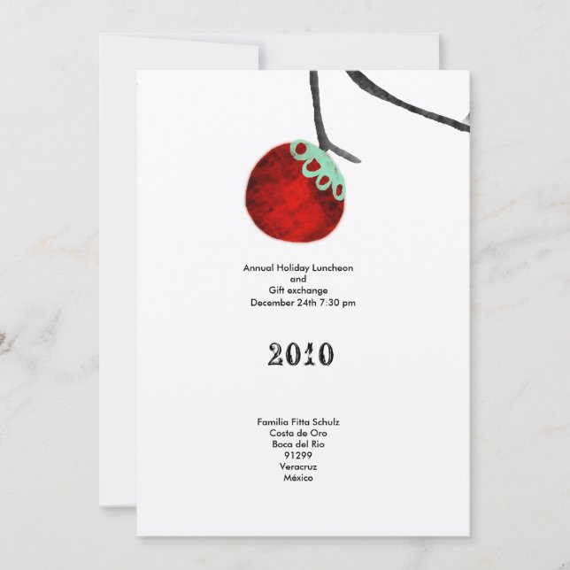 Convite para a reunião de Natal da árvore da famíl (Frente)