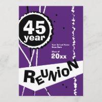 Convite para a reunião de turma de 45 anos Purple 