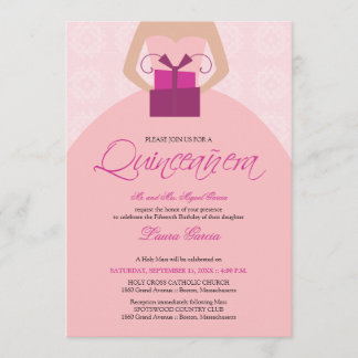 Convite para a Rico Bola de Quinceanera (rosa)
