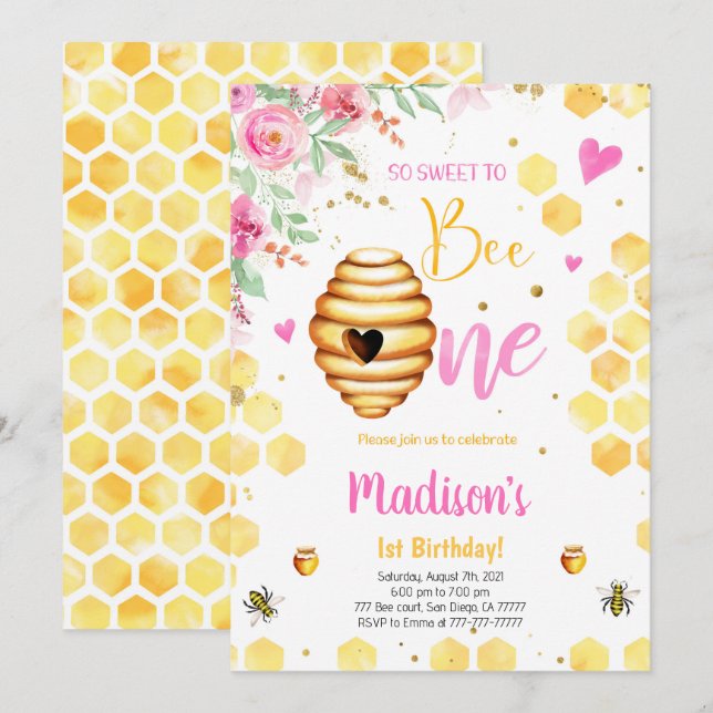 Convite para abelhas Amarelas (Frente/Verso)