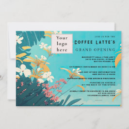 Convite para abertura de negócios floral tropical