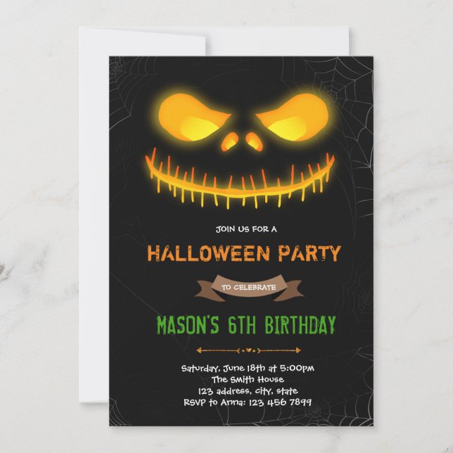 Convite para abóbora de sorriso de Halloween (Frente)