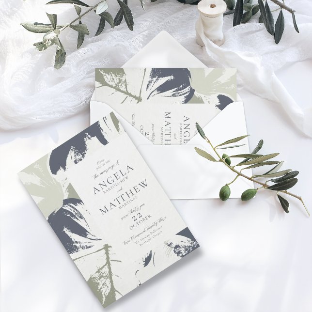 Convite para Abstrato Floral do Marinho de Sage de (Criador carregado)